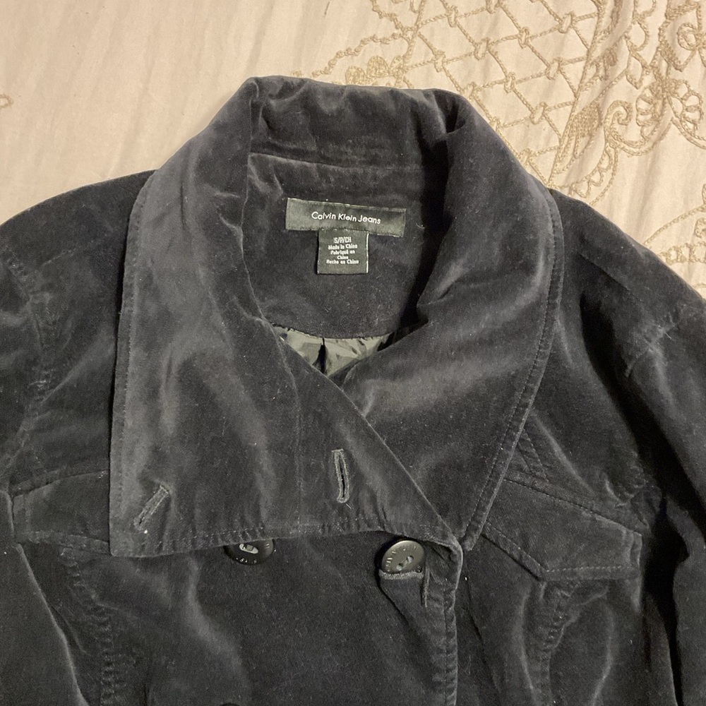 Calvin Klein Charcoal Velvet Coat